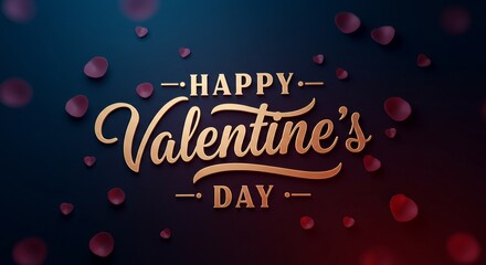 Happy Valentine's Day Graphic: A classic Valentine's Day greeting, featuring the elegant script "Happy Valentine's Day" in gold against a rich blue background.