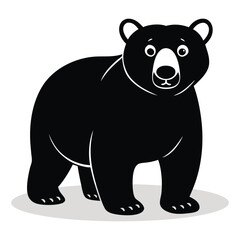Bear silhouettes and icons. Black flat color simple elegant white background Bear animal vector art and illustration.