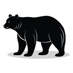 Bear silhouettes and icons. Black flat color simple elegant white background Bear animal vector art and illustration.