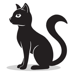 Cats silhouettes and icons. Black flat color simple elegant white background Cats animal vector art and illustration.