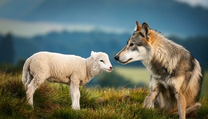 Obraz premium Generated image Wolf pretends to be a sheep