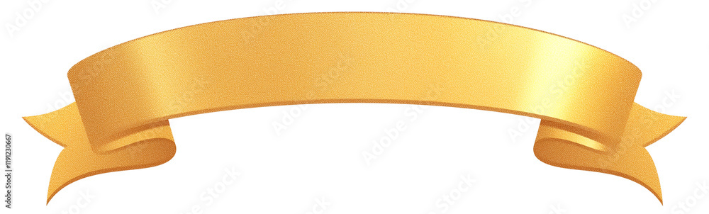 Poster Golden ribbon banner with smooth, shiny texture and elegant curves, isolated on transparency background, perfect for decoration or design purposes