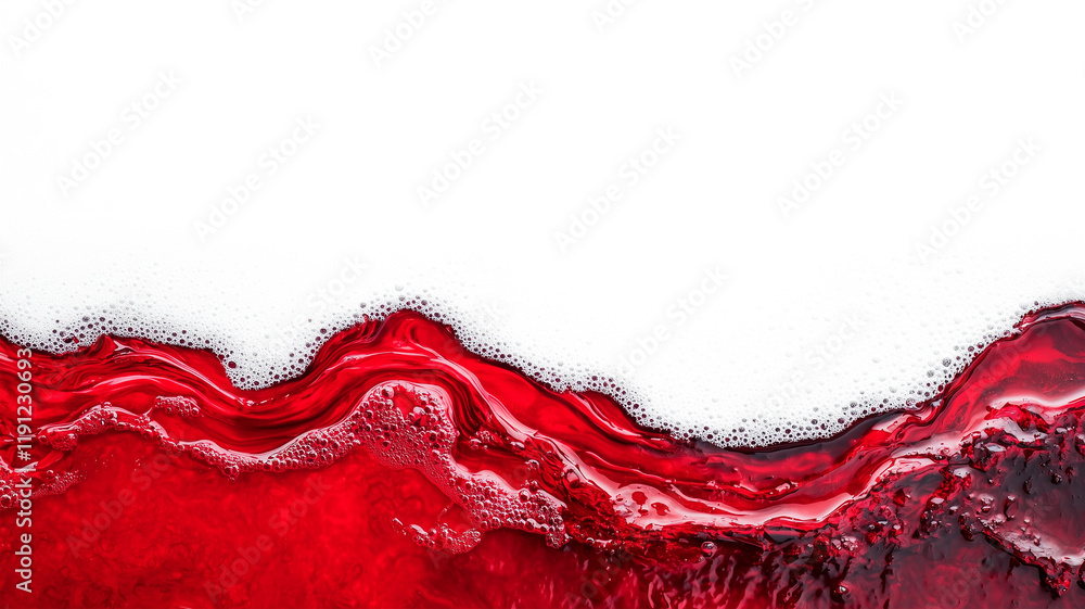 Aufkleber vibrant abstract image of red liquid flowing with white foam on top, creating dynamic and textured pattern against transparency background