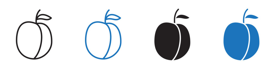 Plum fruit icon Flat line symbol