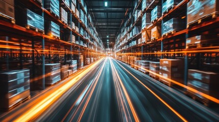 Fototapeta premium Optimizing urban warehouse fulfillment workflows enhanced space efficiency innovation