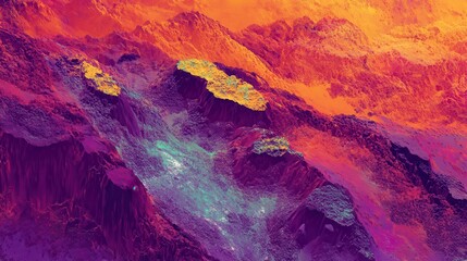 Abstract Colorful Mountain Landscape Digital Art