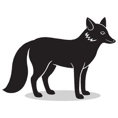 Fox silhouettes and icons. Black flat color simple elegant white background Fox animal vector art and illustration.
