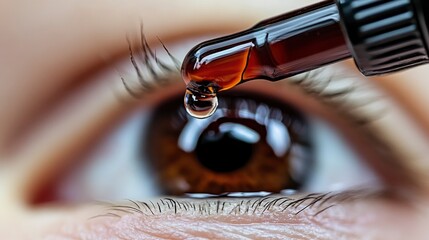 Obraz premium Close-up of Eye Receiving a Drop of Liquid