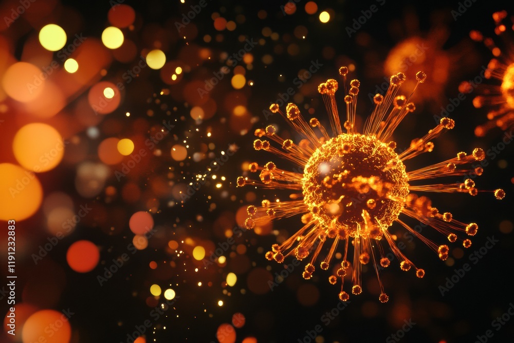 Fototapete viruses invading human cells in a colorful and dynamic representation of cellular activity and viral