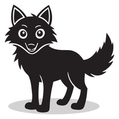 Obraz premium Wolves silhouettes and icons. Black flat color simple elegant white background Wolves animal vector art and illustration.