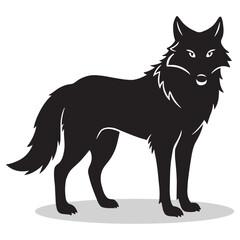 Wolves silhouettes and icons. Black flat color simple elegant white background Wolves animal vector art and illustration.