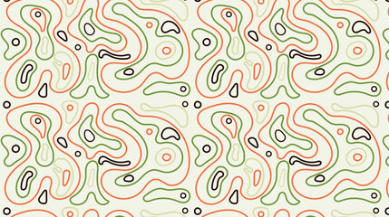 abstract pattern with orange, green, yellow, black elements. vector pattern
