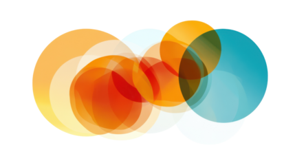 Abstract overlapping circle graphic transparent background