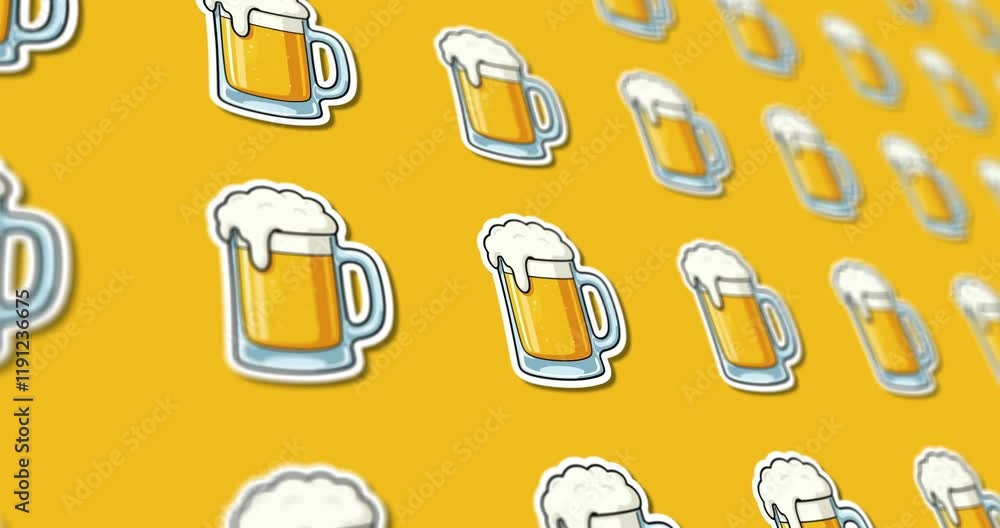Poster horizontal scrolling animated beer jar sign pattern design.