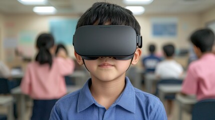 Engaged Students in Classroom with Virtual Reality Training Session