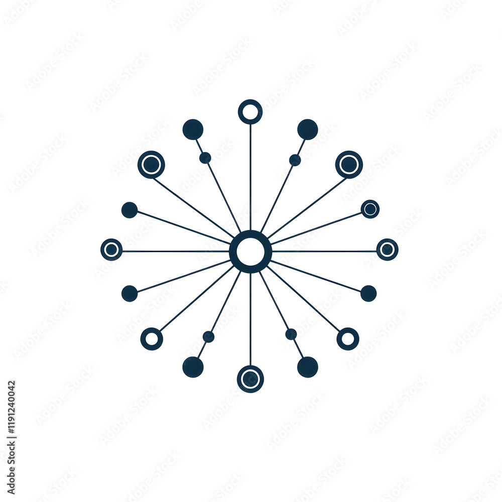 Poster modern minimal icon of circuit network on white background