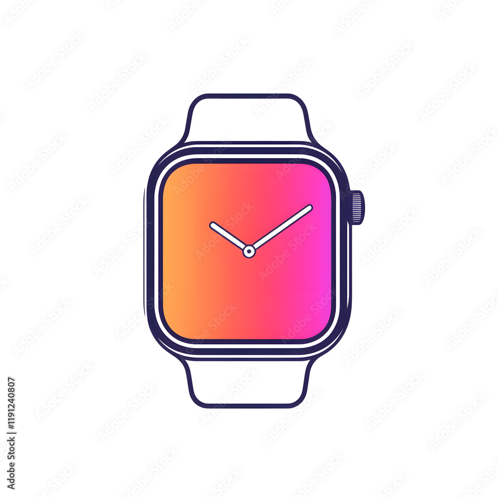 Poster minimalistic smartwatch icon with rectangular outline and rounded edges