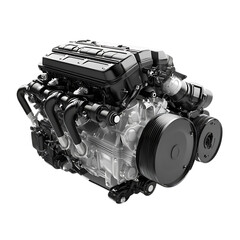 Powerful V8 Engine Detailed 3D Model Automotive Technology Black White car part grey fast metal     