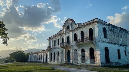 Fototapeta premium Majestic Ruins of an Old Building at Sunset