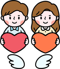 남녀 하트 커플 천사