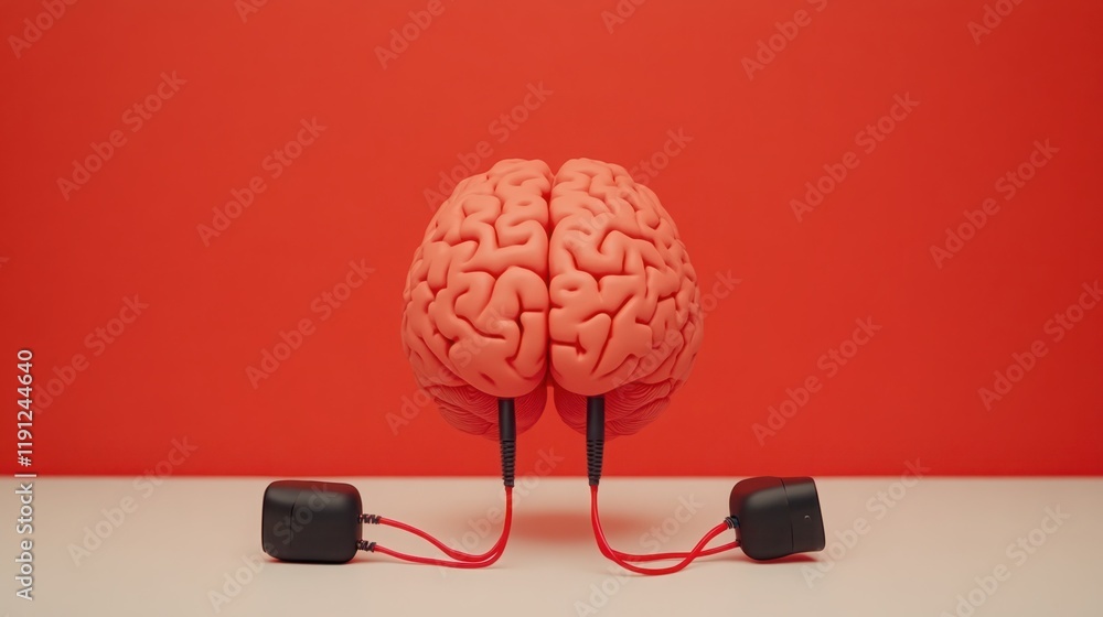 Aufkleber conceptual representation of a human brain connected to technology, symbolizing the link between cog
