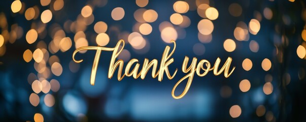 thank you, thank you letterings on bokeh blurred background, show appreciation