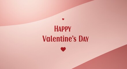 Happy Valentine's Day: Elegant Valentine's Day greeting card design featuring a soft, romantic pink and rose color palette with a minimalist wave pattern and simple typography.