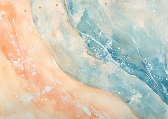 Abstract peach blue watercolor texture background design