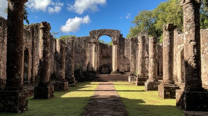 Ancient Ruins in a Lush Forest