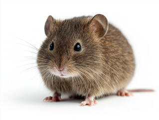 Common Vole (Microtus arvalis) - A hand-drawn, biologically accurate illustration with its grayish-brown fur, rounded body, and short tail, isolated on white