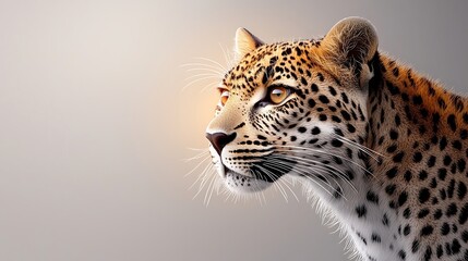 Close-up of black and white leopards, fuzzy fur, minimalism, high-definition illustration, pure flat style, solid color backdrop, clear and meticulous eyes, advanced artistic masterpiece 