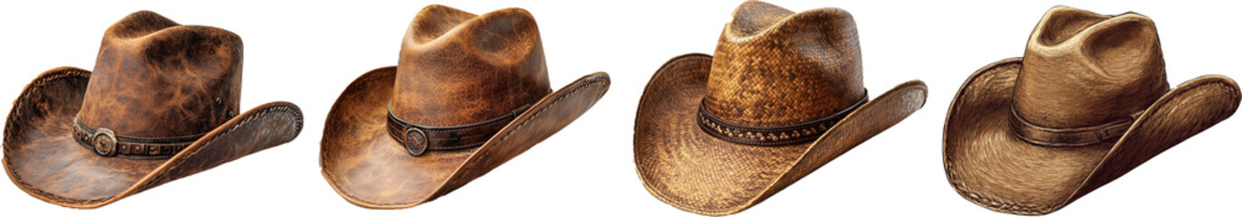Cowboy hat isolated on transparent background. AI generated. PNG 