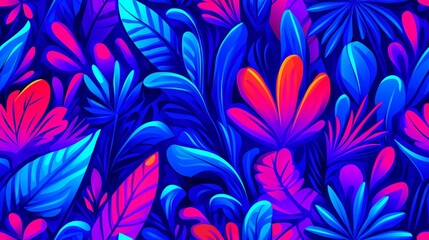 Fototapeta premium Colorful Floral Background with Vibrant Bunny Silhouettes