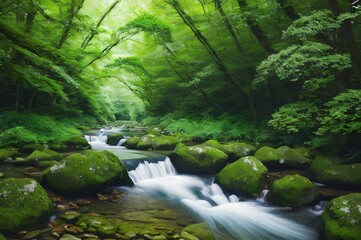 森林の中の小川