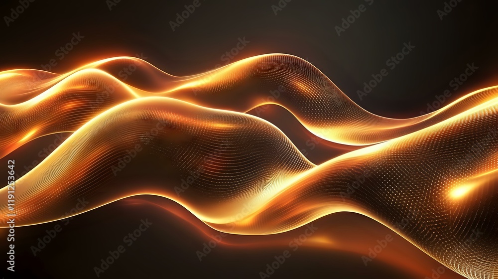 Poster luminous abstract waves with glowing peaks and smooth gradients, creating an energetic digital flow 