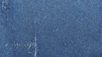 Detailed denim fabric weave with diagonal pattern and white frays showcasing rugged elegance