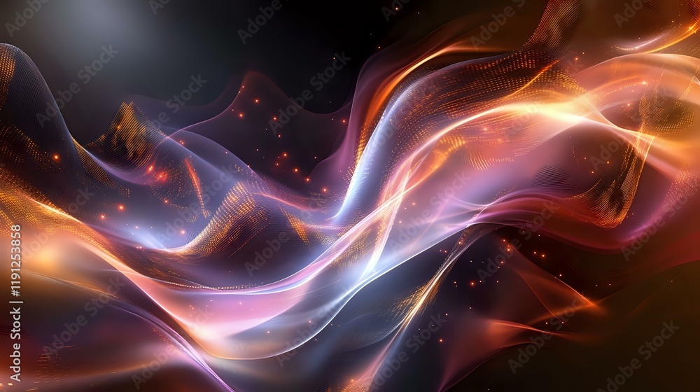 Aufkleber radiant data waves with glowing peaks and flowing curves, forming a smooth and futuristic abstract c
