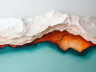 Fototapeta premium Crosssection of a melting glacier revealing layers of trapped history, blending science and art, unique storytelling