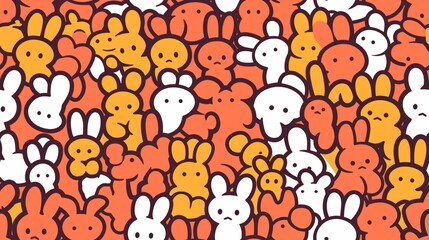 Colorful Bunnies in Pop Art Style with Bright Background Patterns