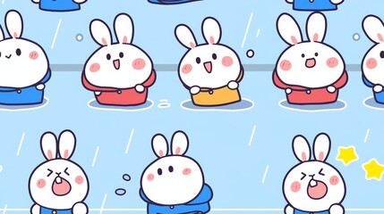 Cute Bunnies with Colorful Rain Boots Splashing in Puddles