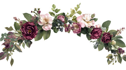 Bouquet of flowers painted with watercolor transparent background