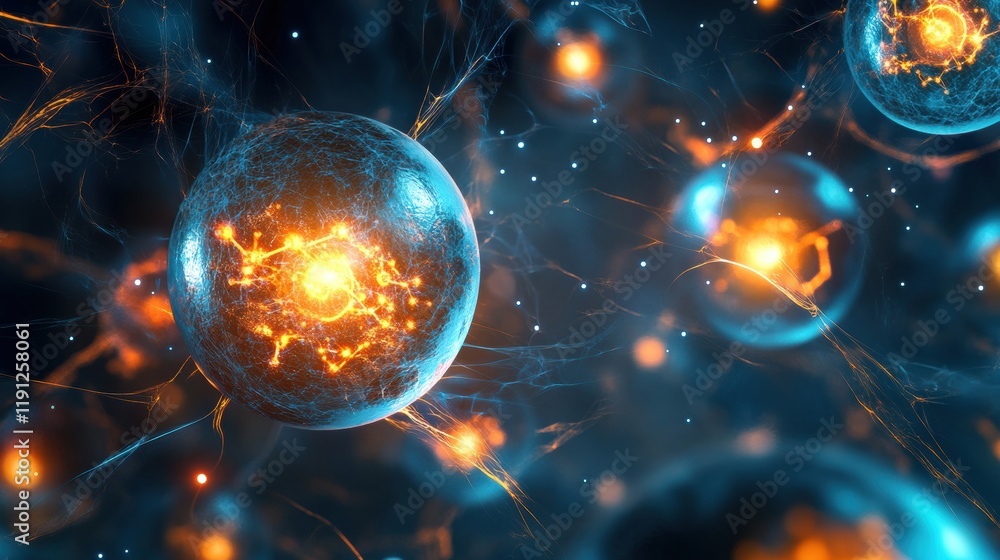 Poster viruses targeting cells in a vibrant microscopic view showcasing invasion mechanisms and cellular in