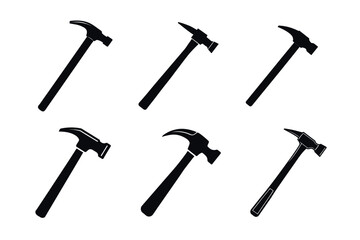 silhouette of a hammer icon black color simple clean vector illustration on a white background 1
