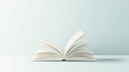 Fototapeta premium Exploring Knowledge Through an Open Book Minimalist Illustration Digital Art Calm Environment Top-Down View Literary Concept