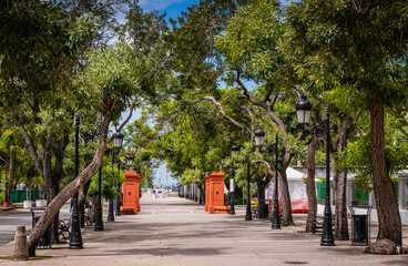 The beautiful promenade, El Paseo de la Princesa, in Old San Juan, Puerto Rico