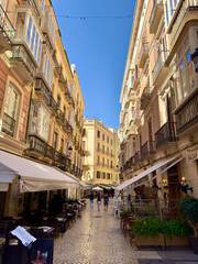 wonderful alley with bars and restaurants in the old town of Málaga, Costa del Sol, Andalusia, Spain