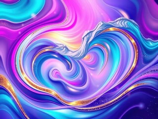 Abstract Heart in Vibrant Swirls