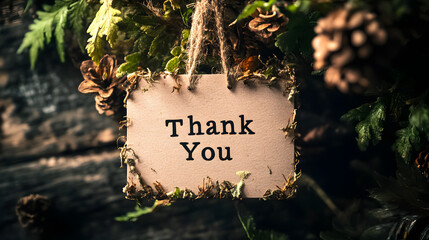 Naklejka premium Earthy Eco-Friendly Thank You Card with Recycled Paper Textures and Centred 