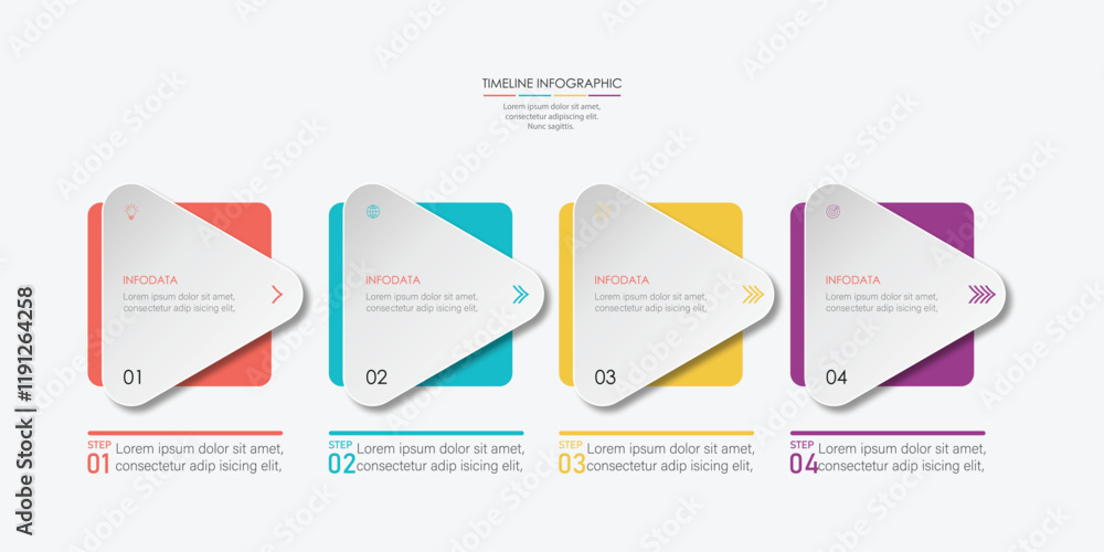 Poster four step infographic element design vector template for presentation.