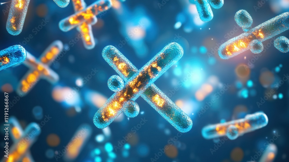 Poster Antibodies attacking glowing viruses in a vibrant microscopic environment for understanding immune response. Generative AI